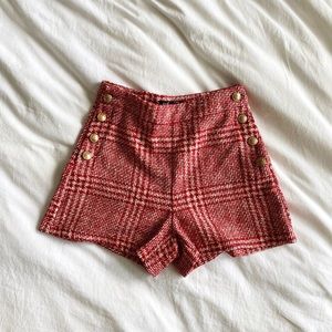 NWT ZARA Red White Tweed Shorts